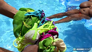 Super Busty Maseratis Poolside Cumshot Risk
