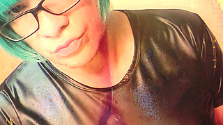 see all up inside her sexy sissy slut ass pipe with GIANT glass dildo