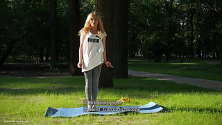 Sexy Russian Girl Smoking Cigarette Relaxed Outdoors