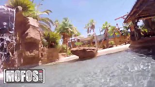 Eliza Ibarra and her boyfriend Quinton James fuck each other in the pool