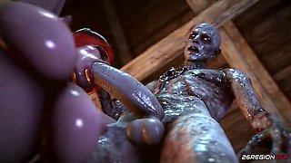 The Witcher Triss Rides Monster Cock in 3D Animation