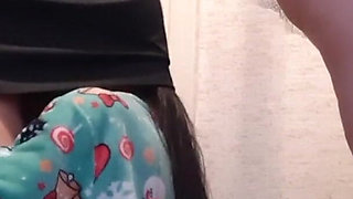 While My Housekeeper Girlfriend Is Washing Dishes, I Fuck Her Mistress in the Mouth