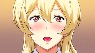 Innocent anime lady lets her lover in for the first time
