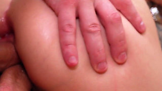 Skinny Teen and Her First Double Pussy with Monster Dicks