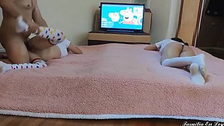 Stepdad Tricks Petite Teen Stepdaughter & Her Innocent Friend Into Hardcore Threesome