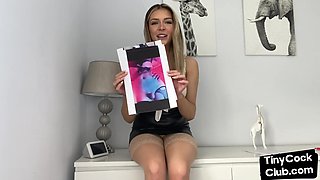 SPH babe in stockings and leather skirt talking dirty