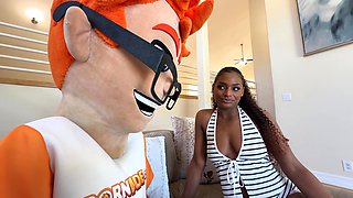Sensuous black MILF spreads herself for big white cock