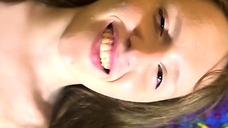 Lovely Amateur teen brunette masturbating outdoor