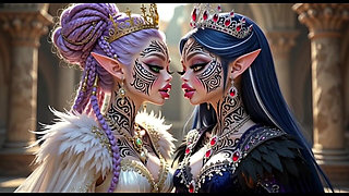 Beautiful Elves Princess Kissing, Ai Animation