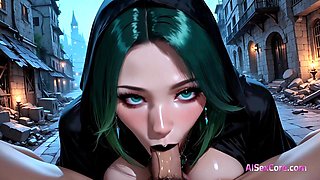 Big-titted goddess is slammed hard while neon facials splatter her dark lips (AI Porn)