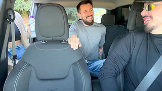 Couple Fucks in Uber Car During Traffic - Redhead Swallows Cum and Lets It Drip Out of Mouth