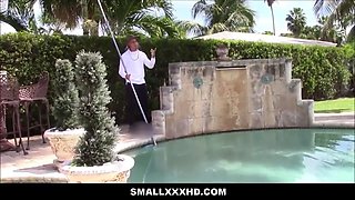 Hot teen small italian teenie fucked to climax by pool boy