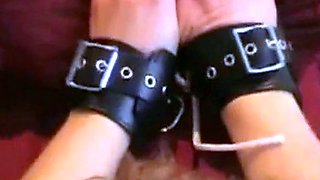 Bound MILF Plays with Dildo on Webcam