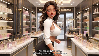 Voluptuous brunette strips naked in luxury mall and twerks her big ass on all fours in public (AI generated)