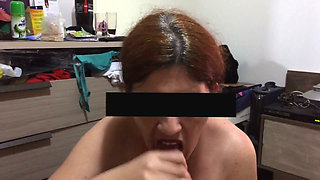 Redhead Wife Jerks off and Receives Cum Cum in Mouth