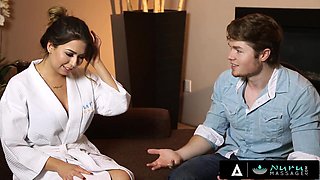 NURU RUBDOWN Fresh Masseur Melissa Moore Is Stuck Providing A Sizzling Nuru Her Step Nephew