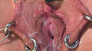 Dripping Creampie Orgasm of My Pierced Pussy