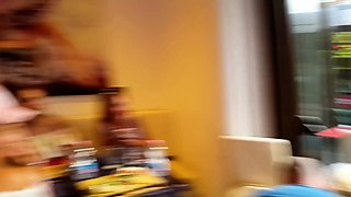 Two beautiful busty blondes posing topless in public