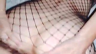 Point of view slow bumfuck with lean cougar model in stocking