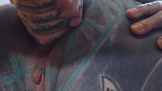 Burlesque Tattoo Beauty with Big Boobs Gives Anal Fuck with Strap-on