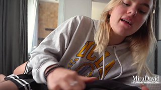 Glasses Student Mira David Takes Creampie in Her Pussy