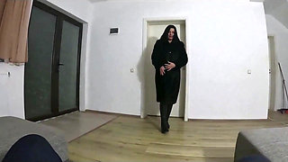 Slutty Mature Deepthroat & Cum Play on My Black Coat