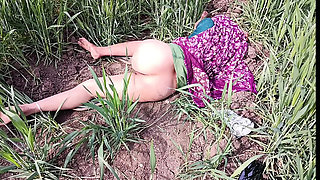 Desi village Bhabhi pisses and fingers her pussy outdoors, then takes brother-in-law's thick cock in her ass
