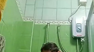 Assy taking a bath .i cum to her for seeing nude