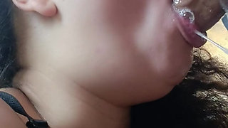 BUBBLING ALL HIS SPIT THROUGH THE CUCKOLD'S COCK, IN AN INSANE BLOWJOB