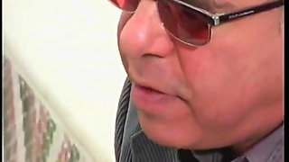 Brunette MILF and blonde in mini skirt get hardcore threesome with an older stud