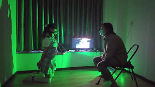 Hs021-an Asian Girl in School Uniform Was Disciplined