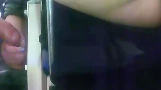 G-string Wedgie Into Her Puffy Pussy Lips - Oiled Camel Toe Close-up While She Plays with My Cock