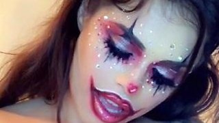 Glamour babe with big boobs masturbates in lingerie