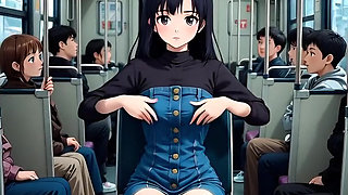 hentai played with a cucumber on the subway