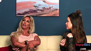 CFNM whores love teasing naked male while jerking one-eyed snake