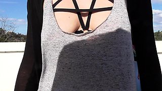 Public amateur fucked outdoors before cumshot