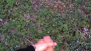 Outdoor Cumshot While Tip Toes Standing in the Sneakers POV