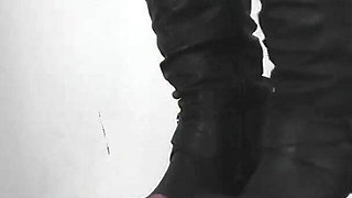 Slave's Orgasm Under Mistress Sydney's Boots