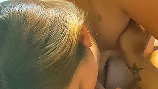 Angy fucking the neighbor and then takes out his cum to swallow it with deep throat