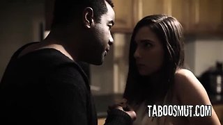 Ebony Stepdad Fucks Stepson's Girlfriend Hard - Blowjob & Doggystyle in Kitchen