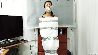 Mummified Panty Head Prepared for Bondage Journey