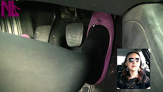 Driving in Black Thick Nylons and Pink Ballet Flats
