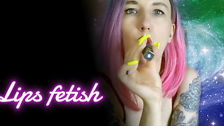 Lady Angela Close Vaping Lips Fetish