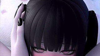 Dullahan Solo 3D _ Headless Anime Girl Uses Her Detached Head to Lick Herself