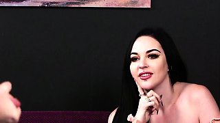 Dirty talking bae asks loser to tug dick