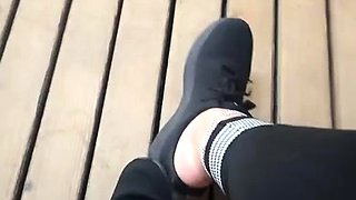 Flexible foot fetish masturbating with feet and hands