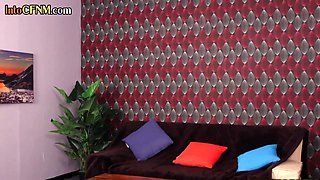 CFNM femdom ladies deep throat knob in group sex session