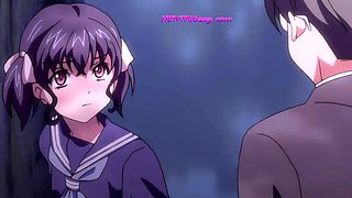 Public park anime slut drops panties for wet pussy play