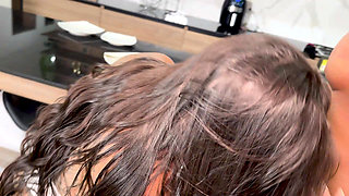 My stepbrother surprises me in the kitchen and turns up the heat with his BBC