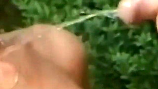 Blonde Slut Takes Piss on Breast Before Fucking Outdoors